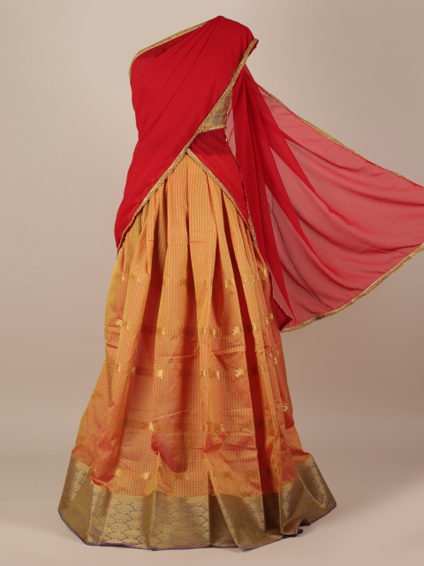 Pothys Red Solid Poly Chiffon Saree