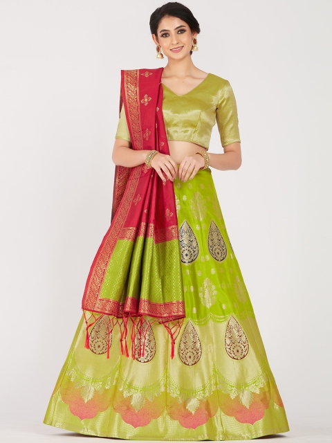 MIMOSA Green & Maroon Woven-Design Semi-Stitched Lehenga & Unstitched Blouse With Dupatta
MIMOSA Green & Maroon Woven-Design Semi-Stitched Lehenga & Unstitched Blouse With Dupatta