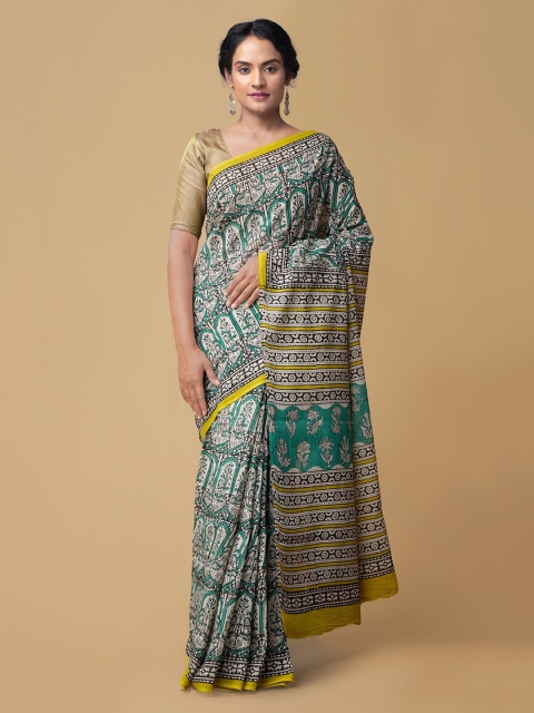Unnati Silks Green Printed Kota Saree