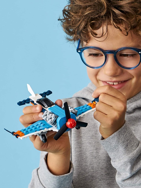 LEGO Kids Blue & Black 128 Pieces Propeller Plane Playset