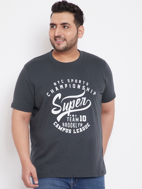 bigbanana Men Grey Printed Round Neck T-shirt
