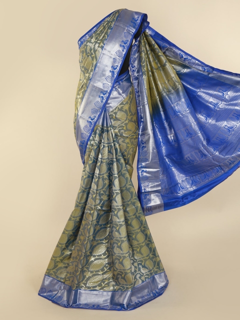 Pothys Blue Pure Silk Woven Design Kanjeevaram Saree