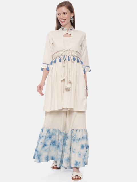 Neerus Women Off-White Solid Anarkali Kurta