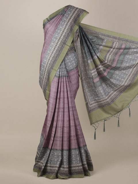 Pothys Lavender & Grey Jute Silk Woven Design Saree