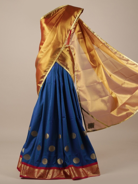 Pothys Gold-Coloured & Blue Tissue Woven Design Half Saree