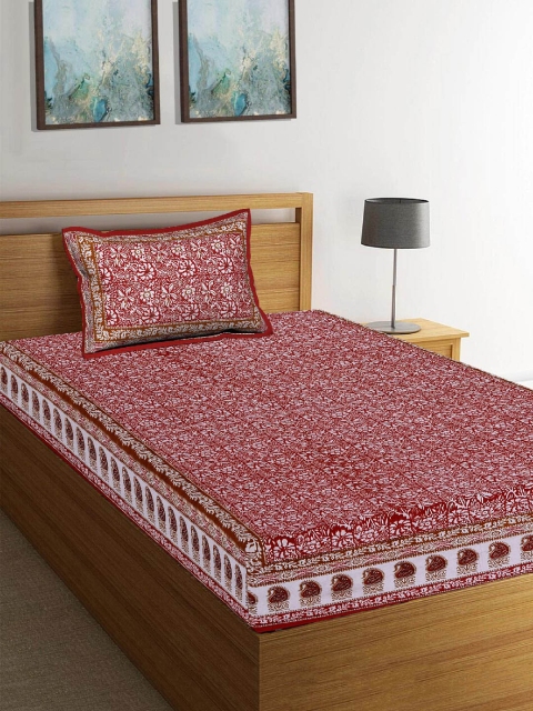 Tistabene Red & White Printed 178 TC Cotton 1 Double King Bedsheet With 1 Pillow Cover
Tistabene Red & White Printed 178 TC Cotton 1 Double King Bedsheet With 1 Pillow Cover