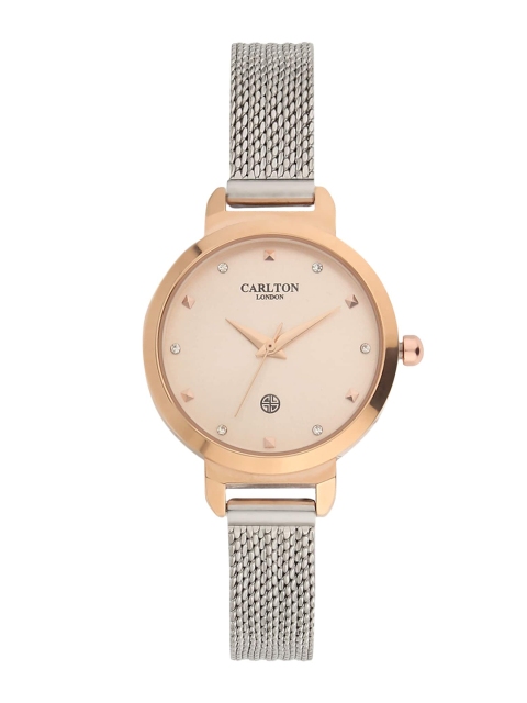 Carlton London Women Silver-Toned & Gold-Toned Analogue Watch