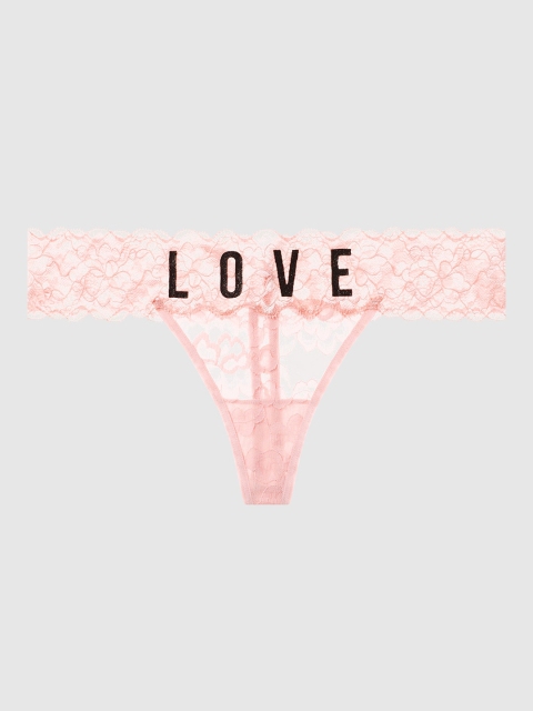 La Senza Pink Lace Remix Cotton Thongs 11140886-4GU9