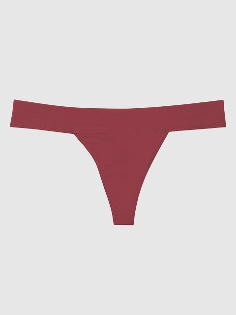 La Senza Women Burgundy Solid Remix Ultrasoft Thong Briefs 11125658-3P5E