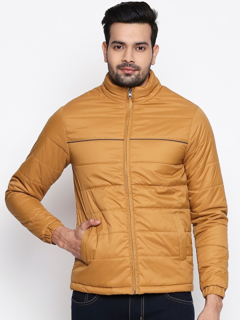 People Men Khaki Solid Padded Jacket