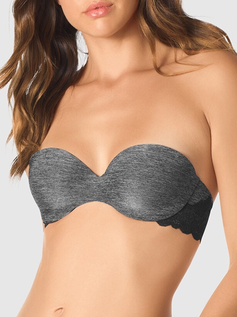 La Senza Charcoal Grey Solid Underwired Lightly-Padded Bandeau Bra SZSKN090