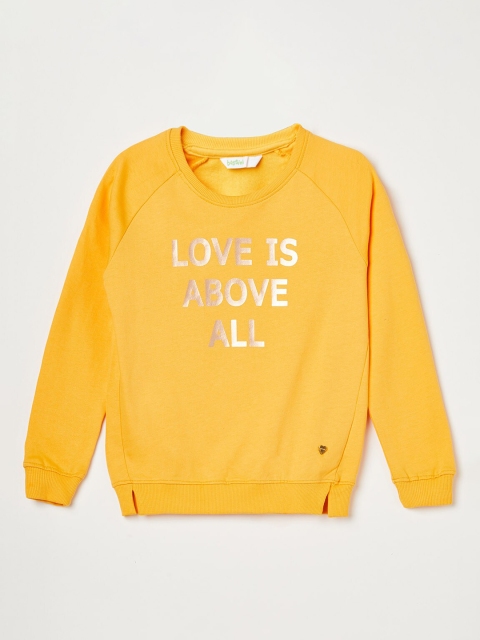 Bossini Girls Yellow Printed Sweatshirt