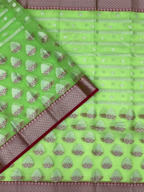 KLM Fashion Mall Green Woven Design Art Silk Saree