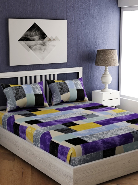 EverHOME Purple & Black Geometric Printed 210 TC Cotton Double Queen Bedsheet With 2 Pillow Covers
EverHOME Purple & Black Geometric Printed 210 TC Cotton Double Queen Bedsheet With 2 Pillow Covers
