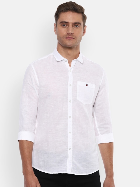 Louis Philippe Jeans Men White Slim Fit Solid Casual Shirt