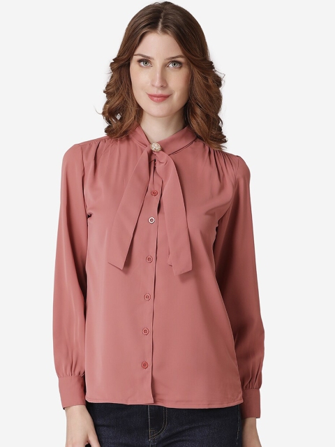 LABEL REGALIA Women Pink Solid Shirt Style Top
