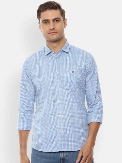 Louis Philippe Jeans Men Blue Slim Fit Checked Casual Shirt