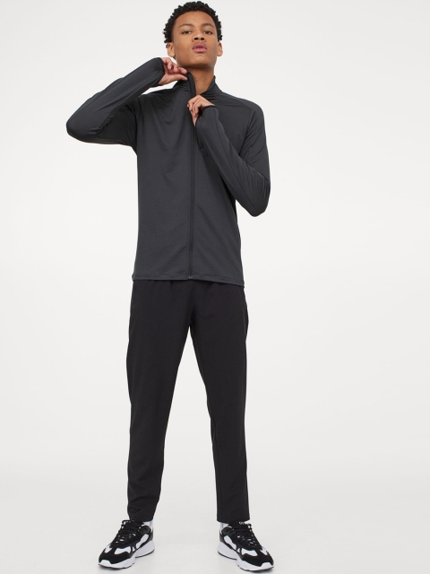 H&M Men Black Solid Running Jacket Regular Fit
