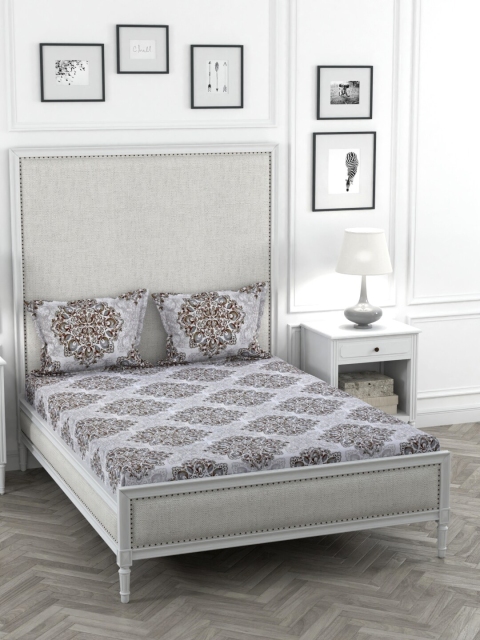 STELLAR HOME White & Grey Ethnic Motifs Printed Cotton Double Queen Bedsheet With 2 Pillow Covers
STELLAR HOME White & Grey Ethnic Motifs Printed Cotton Double Queen Bedsheet With 2 Pillow Covers