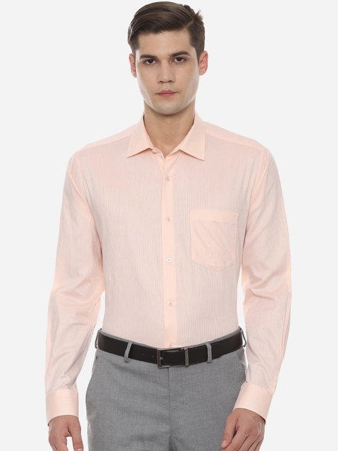 Van Heusen Men Peach Striped Formal Shirt