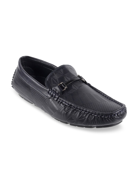 WALKWAY Men Navy Blue Solid Loafers