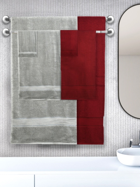 SWHF Unisex Set of 6 Solid 550 GSM Towel Set, Grey