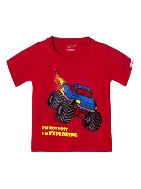 Ardan Lucy Boys Red Printed Round Neck T-shirt