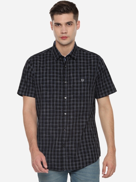 Van Heusen Sport Men Black Slim Fit Checked Casual Shirt