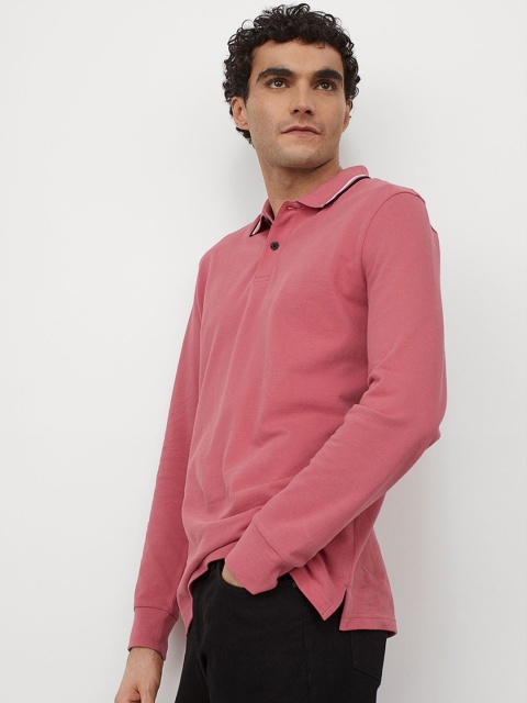 HM Men Coral Red Cotton Polo Shirt