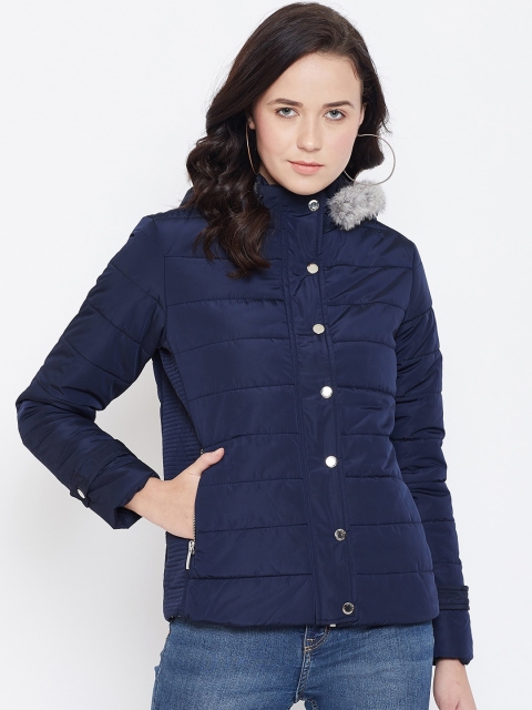 Octave Women Navy Blue Solid Lightweight Puffer Jacket
