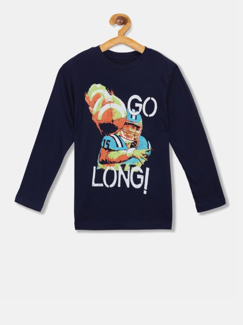 The Childrens Place Boys Blue Printed Round Neck T-shirt