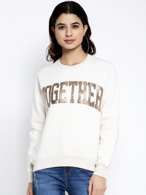 Global Republic Women Off-White Printed Sweatshirt
