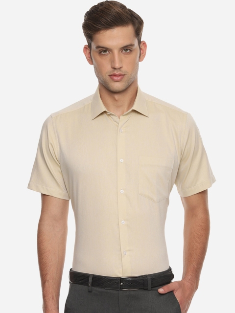 Van Heusen Men Beige Regular Fit Solid Casual Shirt