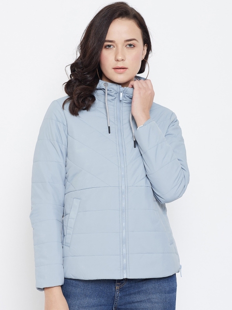 Octave Women Blue Solid Lightweight Padded Jacket