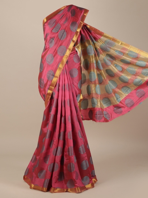 Pothys Pink Printed Jute Silk Saree
