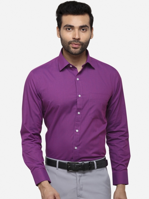 Greenfibre Men Purple Regular Fit Solid Formal Shirt