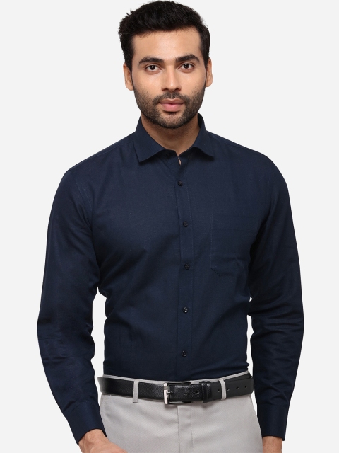 Greenfibre Men Blue Regular Fit Solid Formal Shirt