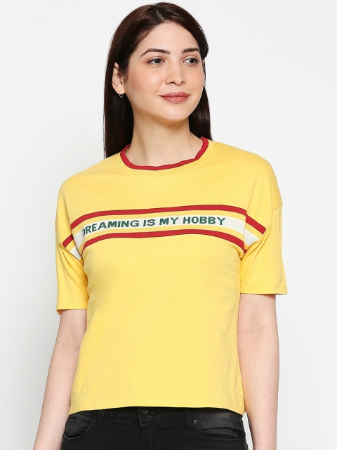 People Women Yellow Printed Top