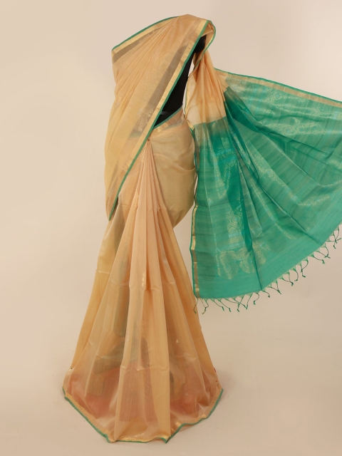 Pothys Cream-Coloured Woven Design Silk Cotton Saree