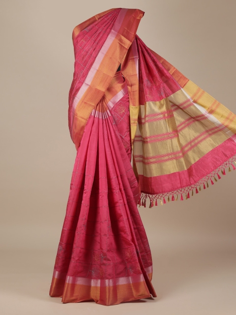 Pothys Pink Woven Design Jute Silk Saree