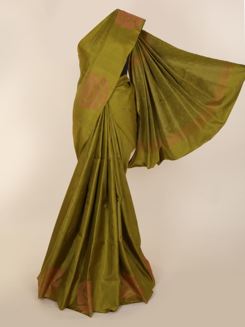 Pothys Olive Green Pure Silk Woven Design Kanjeevaram Saree