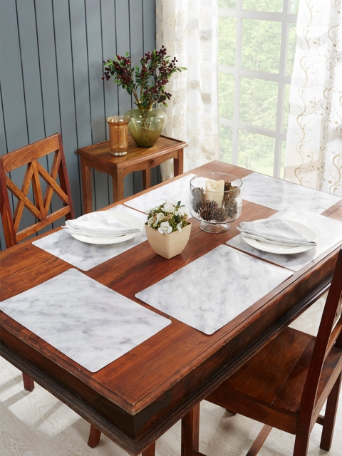 OBSESSIONS Set Of 6 Grey Embossed Vinyl Table Mats