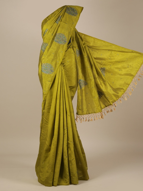 Pothys Olive Green Woven Design Jute Silk Saree