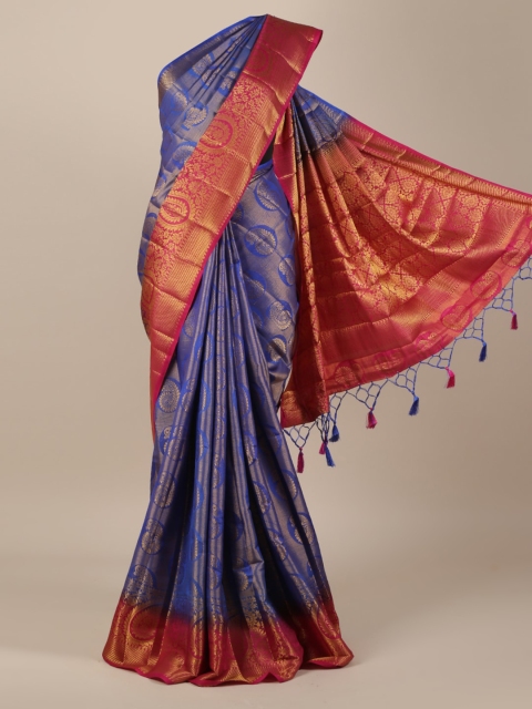 Pothys Blue Woven Design Jute Silk Saree
