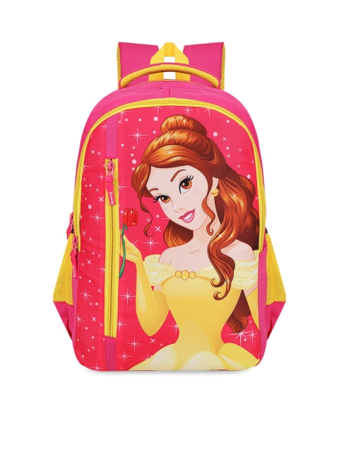 Priority Girls Pink & Yellow Disney Princess Printed Backpack