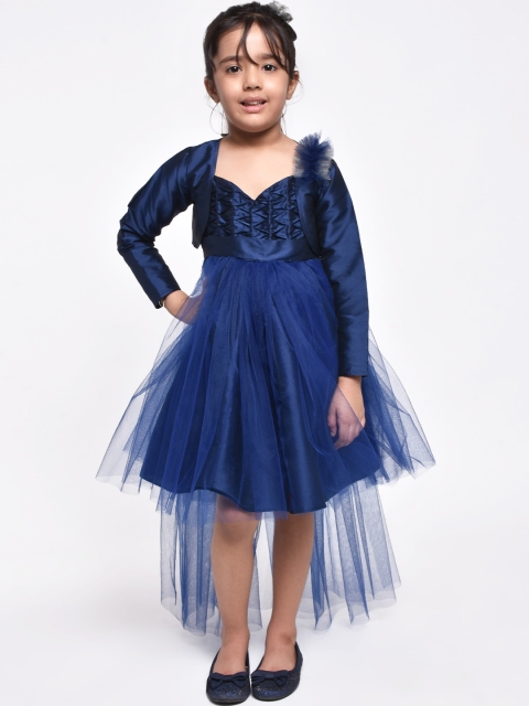 Jelly Jones Girls Navy Blue Embellished Fit and Flare Dress