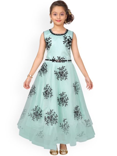 Aarika Girls Sea Green Embellished Maxi Dress