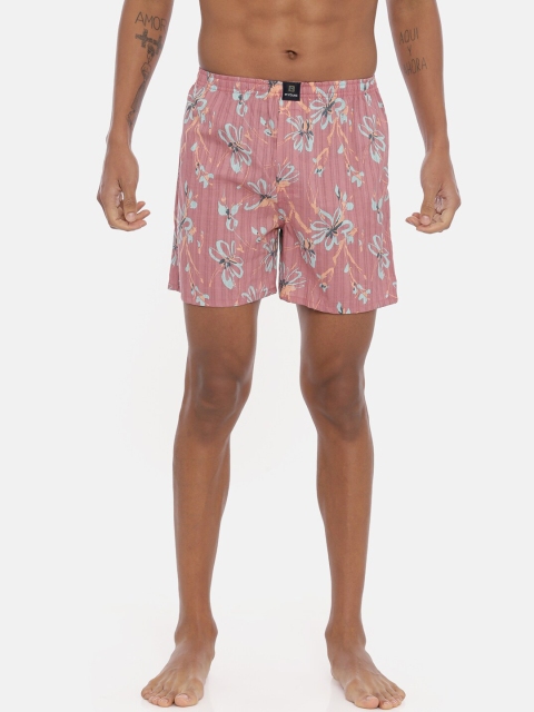IMYOUNG Men Peach-Colour & Pink Floral Printed Boxer IMYBXRPK114A