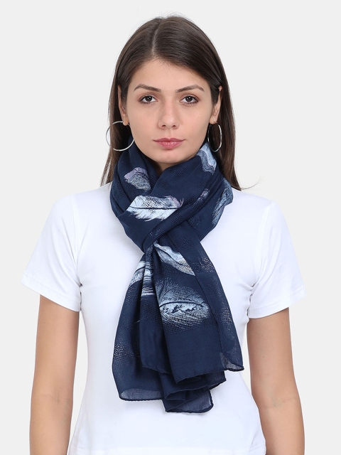 FabSeasons Women Navy Blue & Blue Printed Scarf