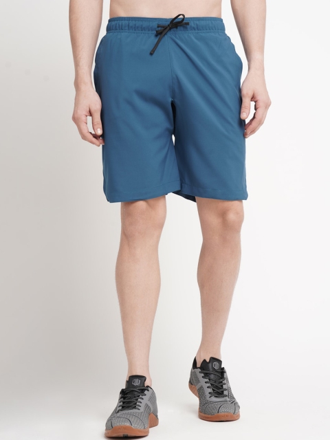 Cultsport Men Teal Blue Solid Regular Fit Sports Shorts